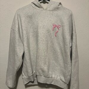 Edikted Light Gray Hoodie with Pink Bow Detail